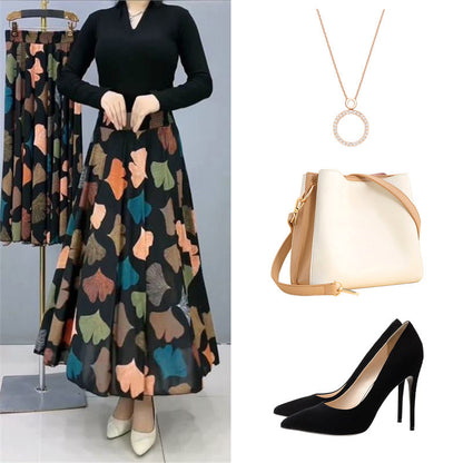 💥Limit Time 49% OFF🎉Women's Fashion High Waist Floral Pleated Long Skirt