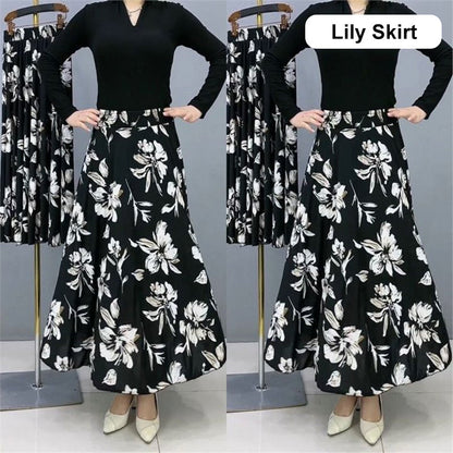 💥Limit Time 49% OFF🎉Women's Fashion High Waist Floral Pleated Long Skirt