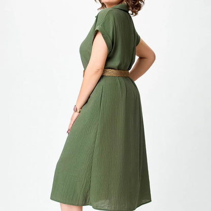 🍃Women's Solid Color Casual Button-Down Dress