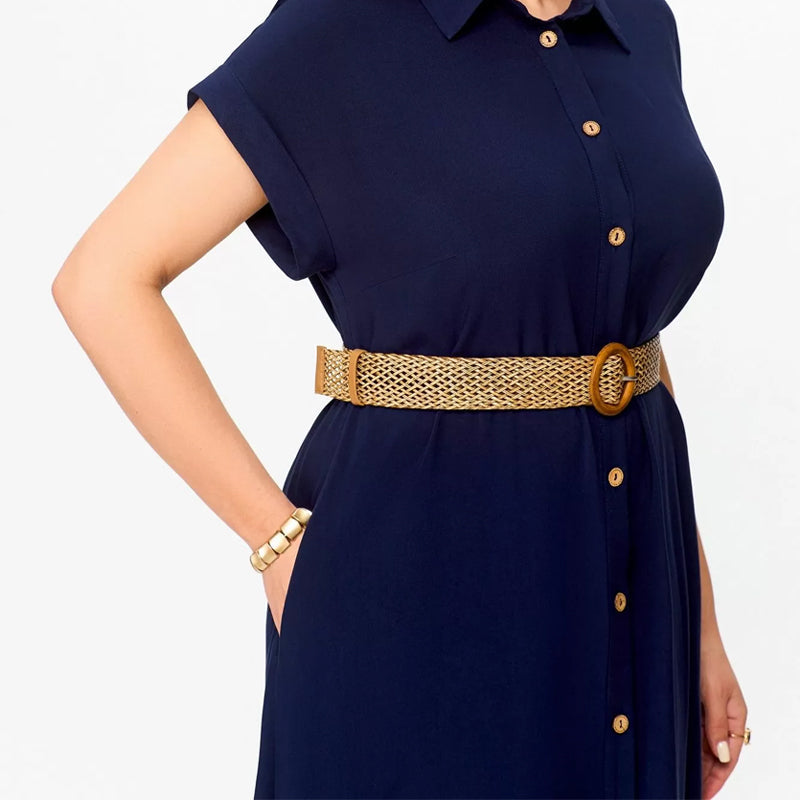 🍃Women's Solid Color Casual Button-Down Dress
