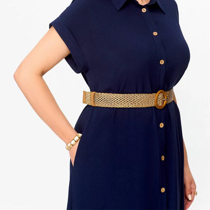 🍃Women's Solid Color Casual Button-Down Dress