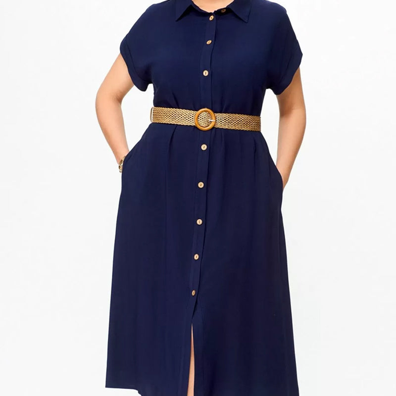 🍃Women's Solid Color Casual Button-Down Dress