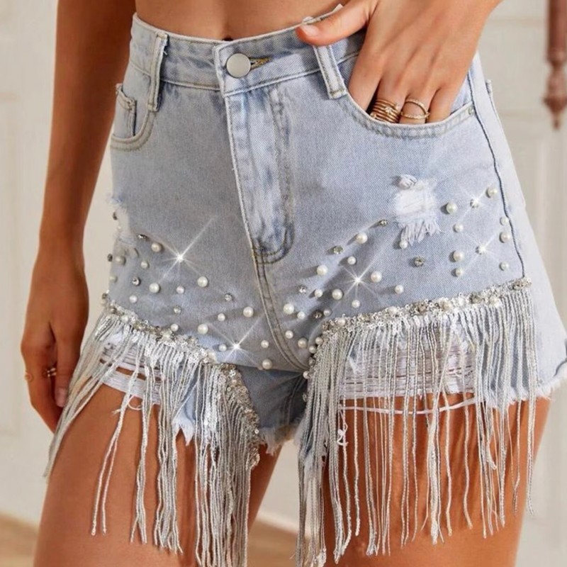 ✨Punk Denim Shorts with Fringe