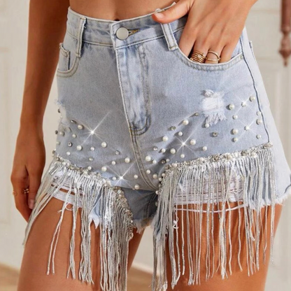 ✨Punk Denim Shorts with Fringe