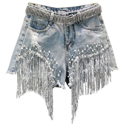 ✨Punk Denim Shorts with Fringe