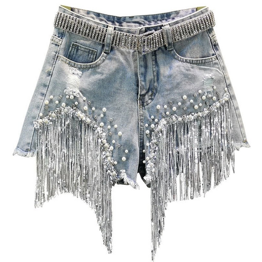 ✨Punk Denim Shorts with Fringe