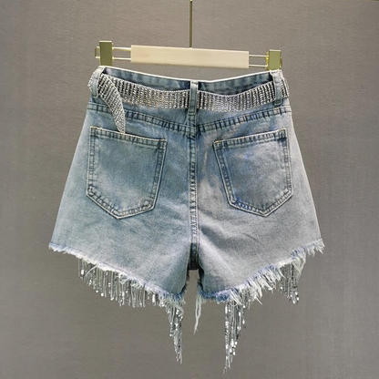 ✨Punk Denim Shorts with Fringe