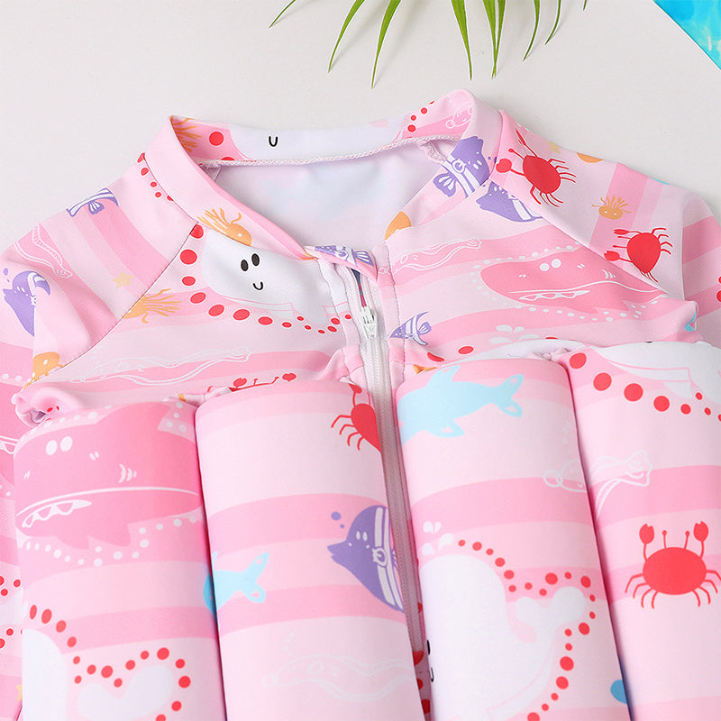 💦Kid's Cute Safety Floaty Swimsuit with Swimming Cap