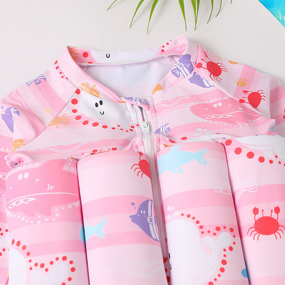 💦Kid's Cute Safety Floaty Swimsuit with Swimming Cap