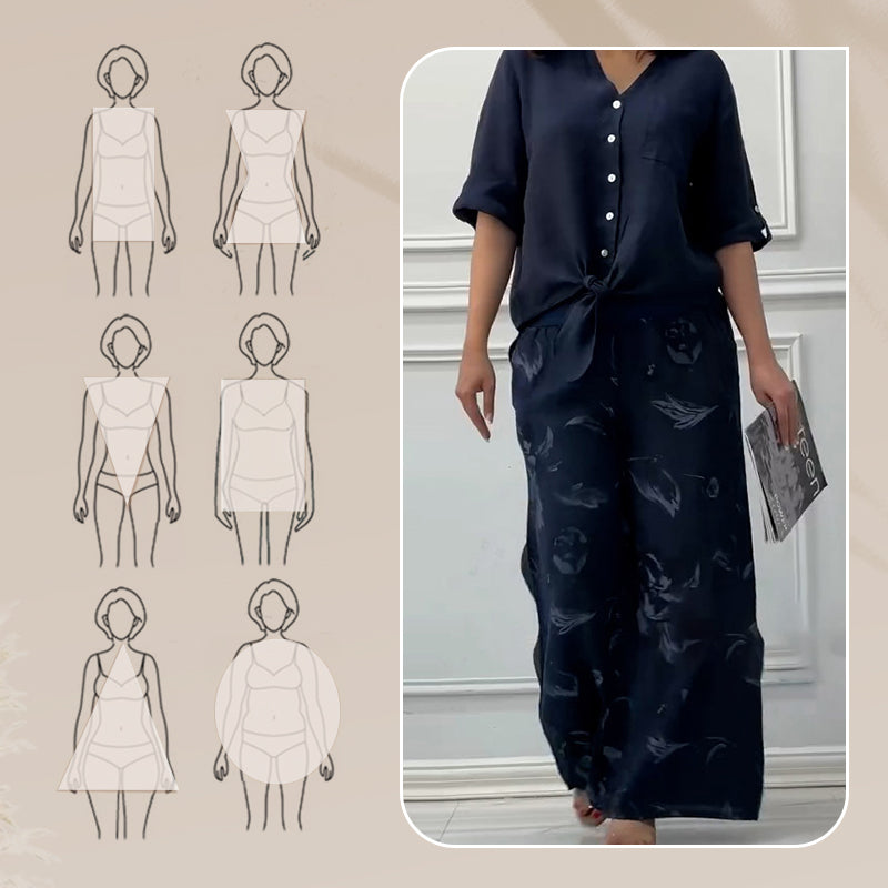 💕Women's Fashion Loose Cardigan Shirt & High Waist Pants Two Piece Set
