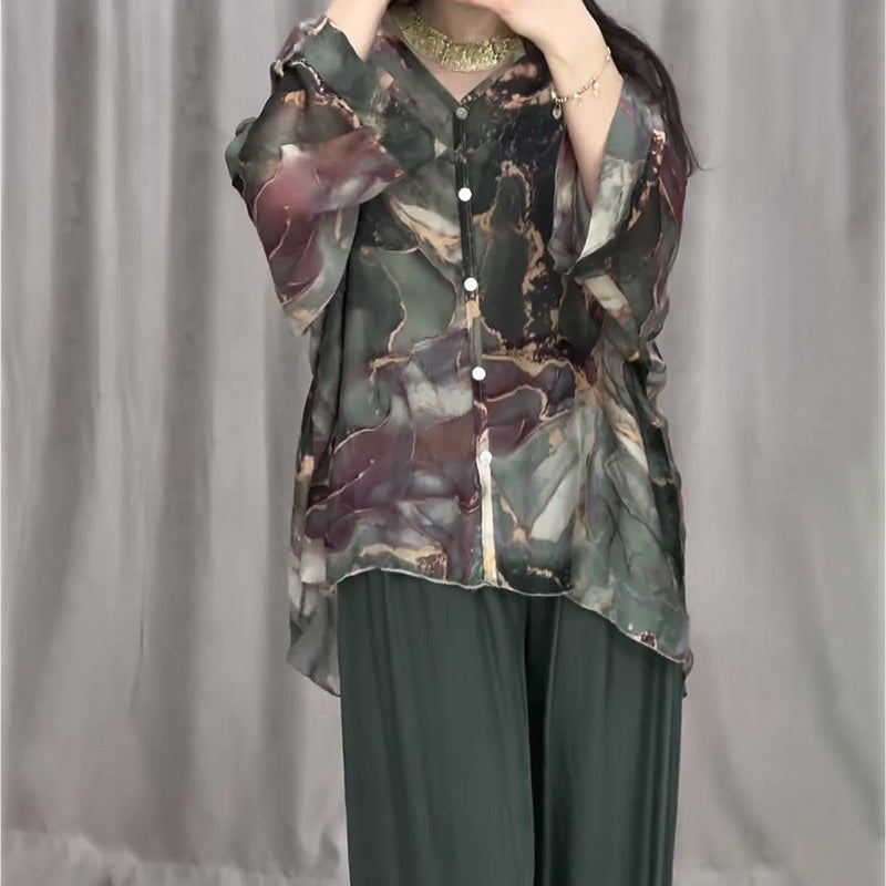 💥Hot Sale🍃Casual V-neck Printed Three Piece Suit