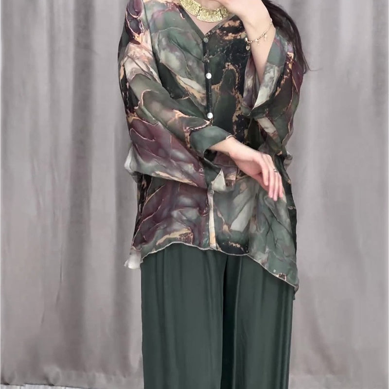 💥Hot Sale🍃Casual V-neck Printed Three Piece Suit
