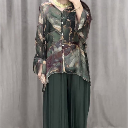 💥Hot Sale🍃Casual V-neck Printed Three Piece Suit
