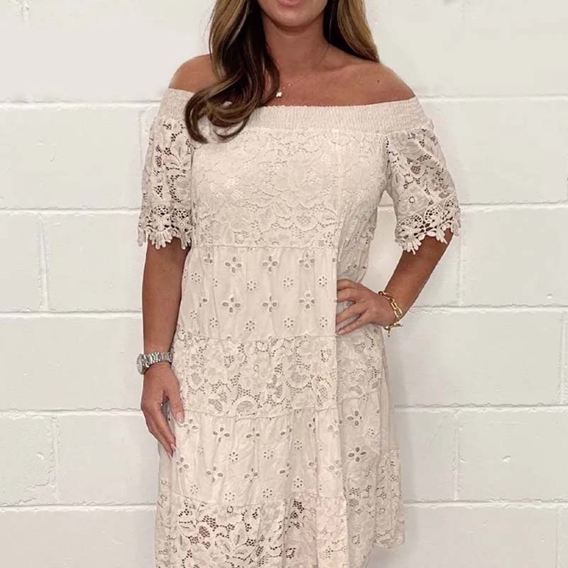 💃Lace Hollow Patchwork Strapless Dress For Women