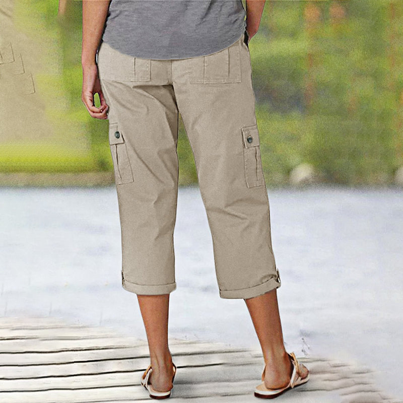 🍃Multi-Pocket Solid Color Casual Cargo Capri Pants