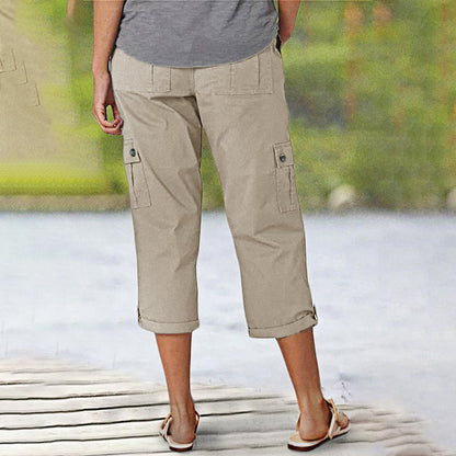🍃Multi-Pocket Solid Color Casual Cargo Capri Pants