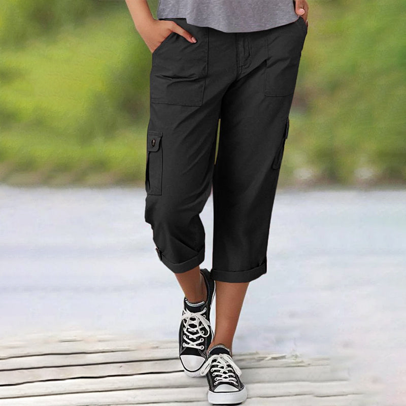 🍃Multi-Pocket Solid Color Casual Cargo Capri Pants