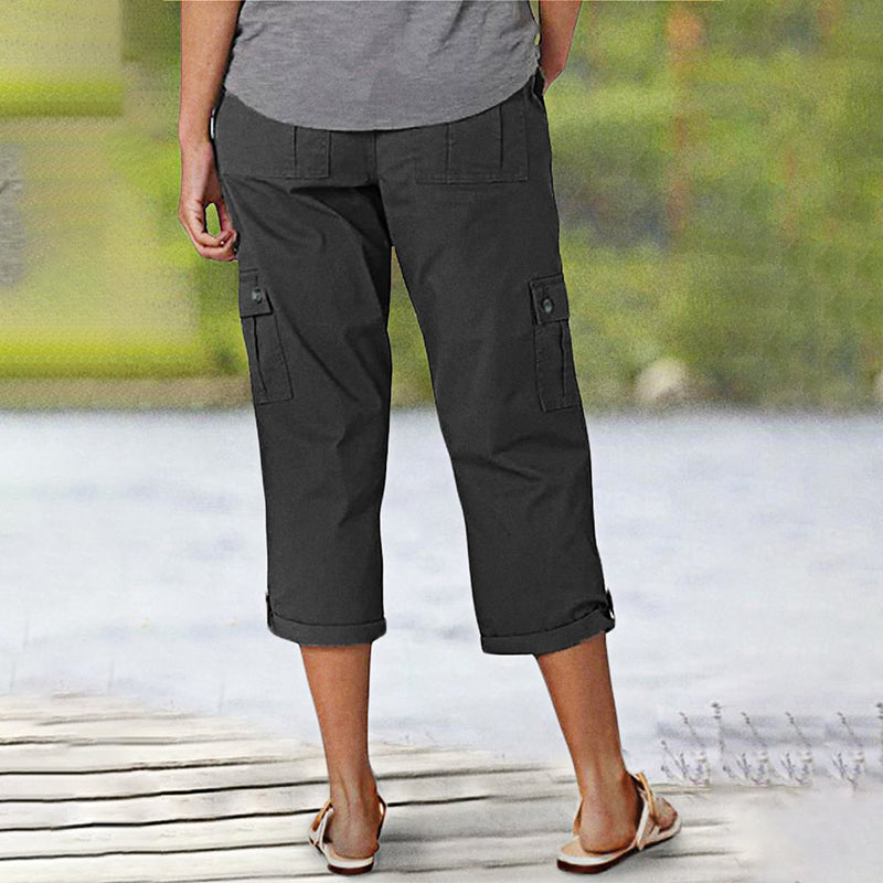 🍃Multi-Pocket Solid Color Casual Cargo Capri Pants