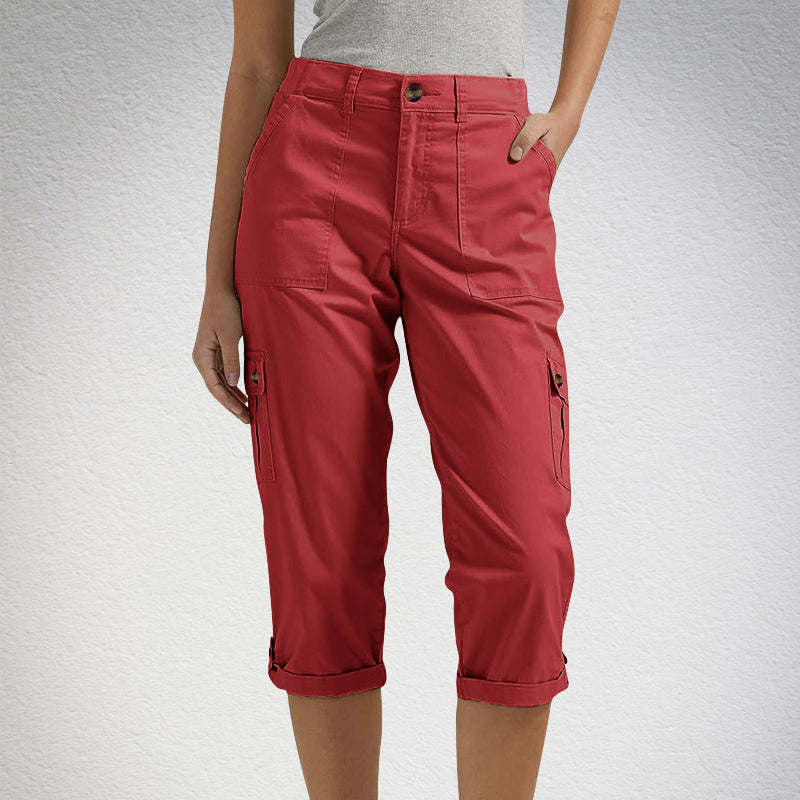 🍃Multi-Pocket Solid Color Casual Cargo Capri Pants