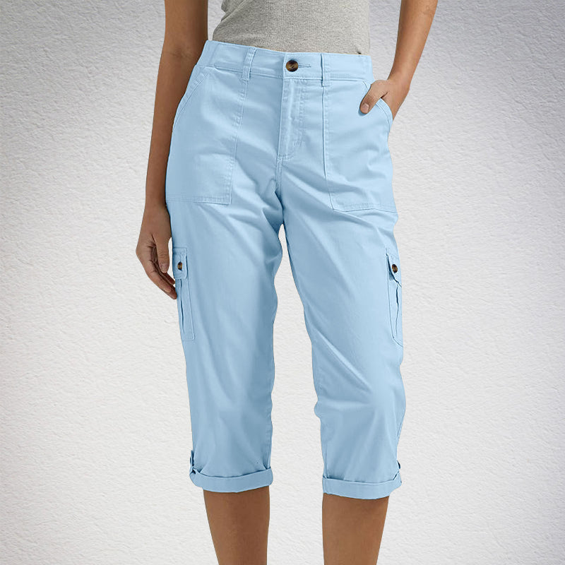🍃Multi-Pocket Solid Color Casual Cargo Capri Pants