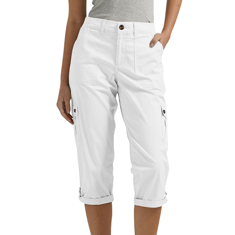 🍃Multi-Pocket Solid Color Casual Cargo Capri Pants