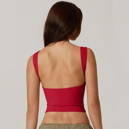 High Neck Slim Fit Crop Tank Shirt Y2k Tops