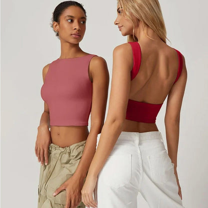 High Neck Slim Fit Crop Tank Shirt Y2k Tops