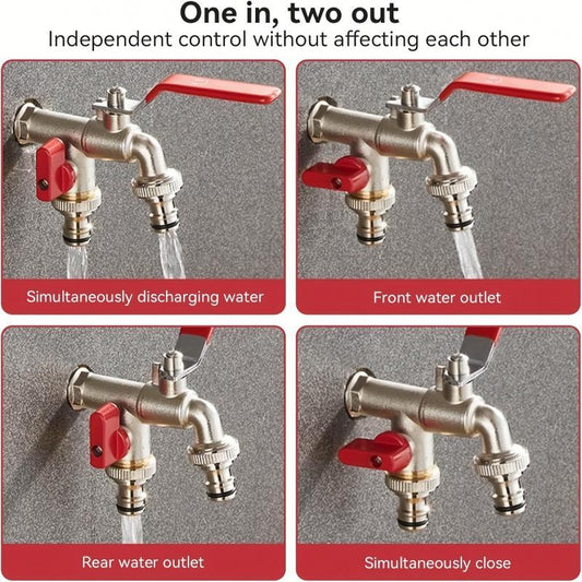 💥Hot Sales-49% OFF🔥Universal Stainless Steel Double Outlet Garden Water Faucet