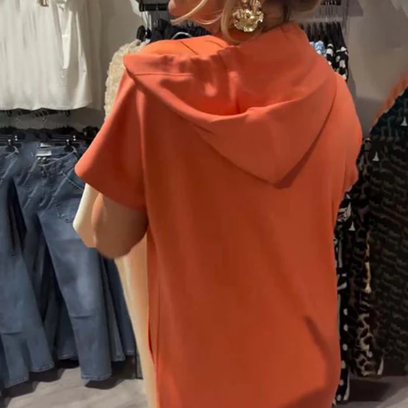 🎁2026 New Arrivals 49% OFF💥Women’s Solid Short-Sleeve Hooded Long Dress💐