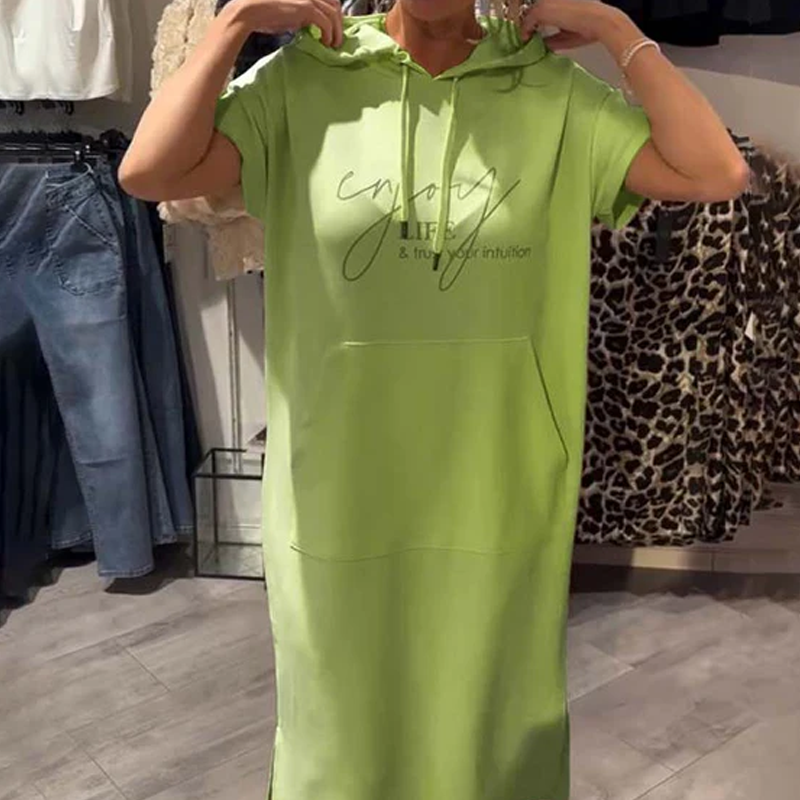 🎁2026 New Arrivals 49% OFF💥Women’s Solid Short-Sleeve Hooded Long Dress💐