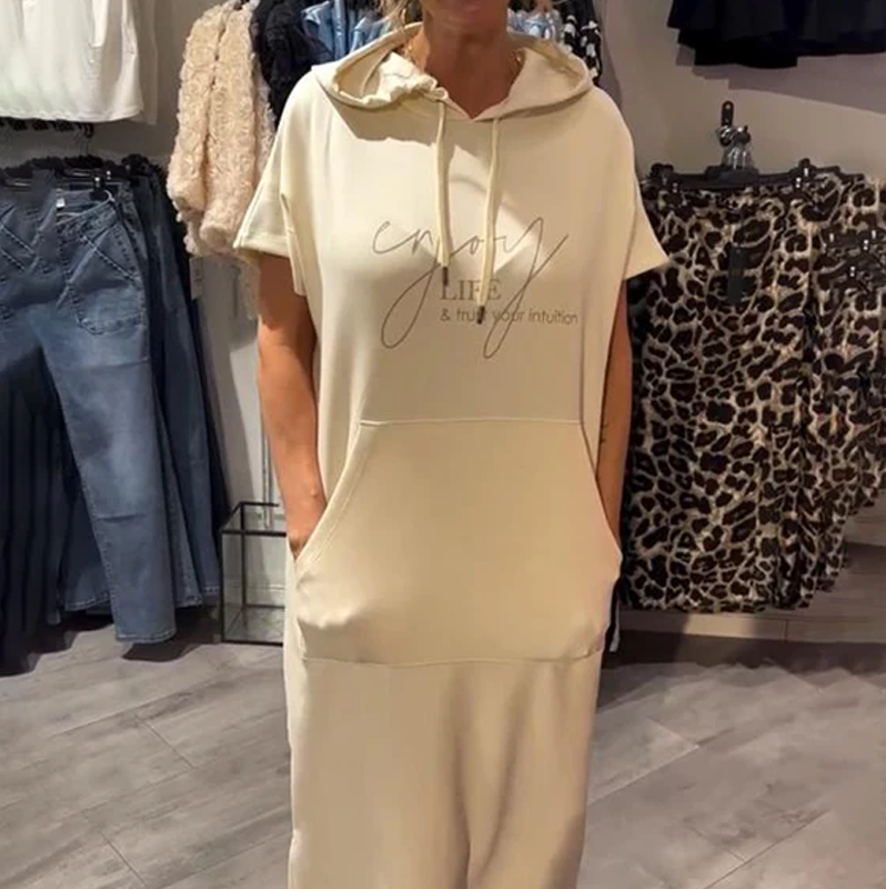 🎁2026 New Arrivals 49% OFF💥Women’s Solid Short-Sleeve Hooded Long Dress💐