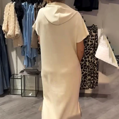 🎁2026 New Arrivals 49% OFF💥Women’s Solid Short-Sleeve Hooded Long Dress💐