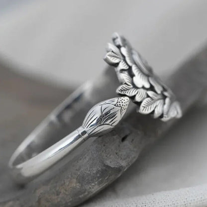 🌺Vintage Silver 3D Peony Bracelet