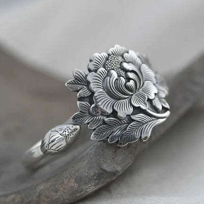 🌺Vintage Silver 3D Peony Bracelet