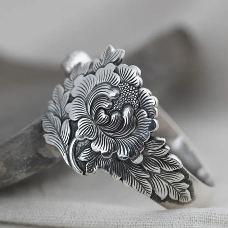 🌺Vintage Silver 3D Peony Bracelet