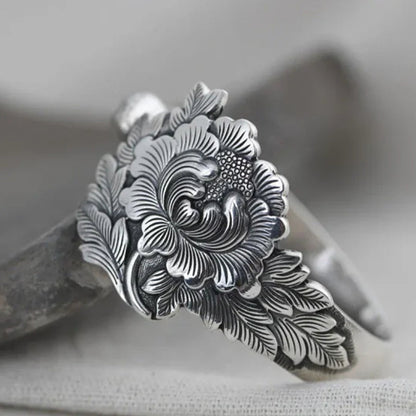 🌺Vintage Silver 3D Peony Bracelet