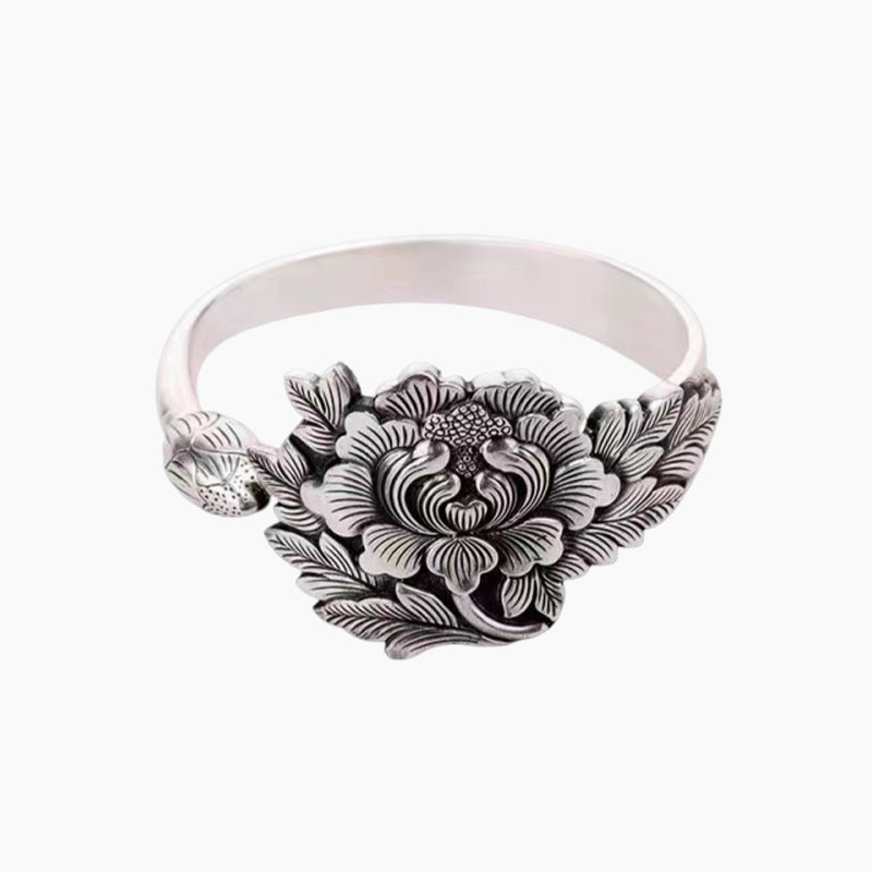 🌺Vintage Silver 3D Peony Bracelet