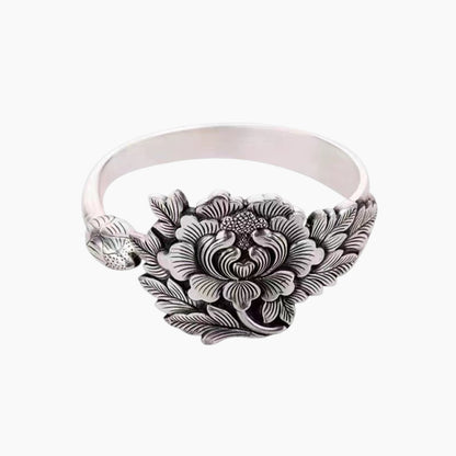 🌺Vintage Silver 3D Peony Bracelet