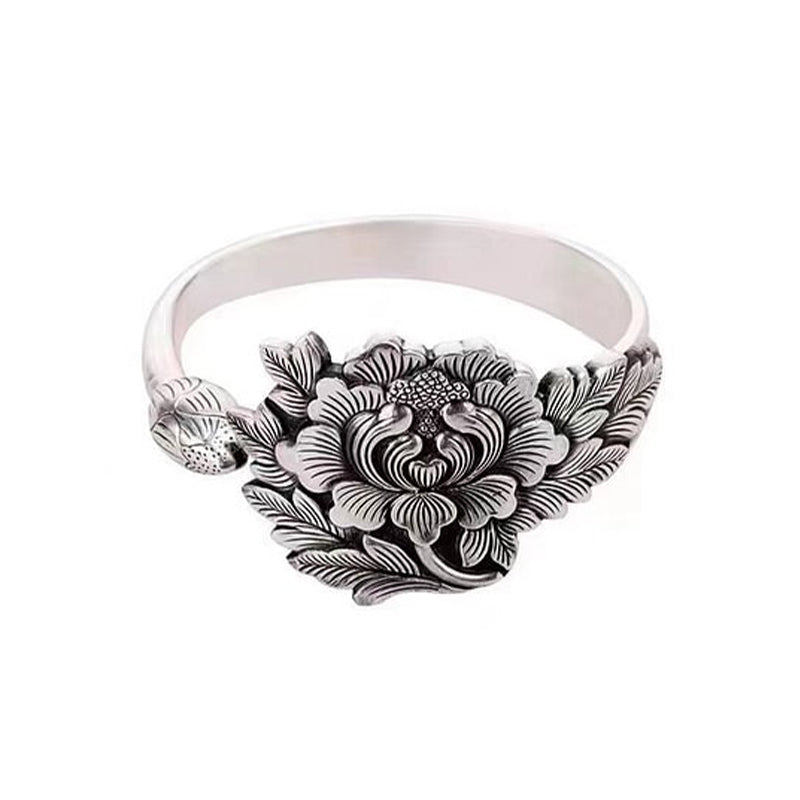 🌺Vintage Silver 3D Peony Bracelet