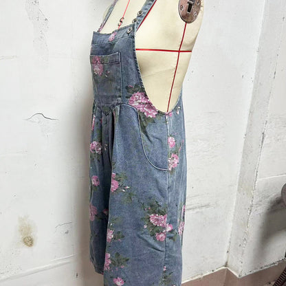 💥Fashionable Vintage Floral Print Denim Jumpsuit