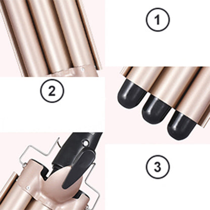 3-Barrel Curling Iron with Adjustable Temperature