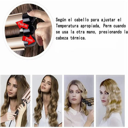 3-Barrel Curling Iron with Adjustable Temperature