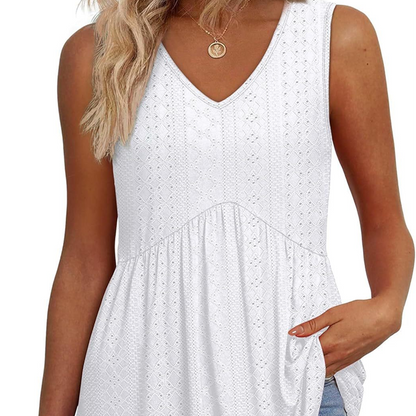 🍃Women’s Casual V-Neck Floral Ruffles Sleeveless Top