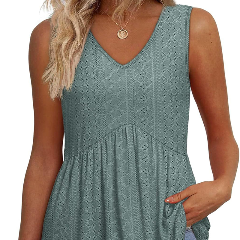 🍃Women’s Casual V-Neck Floral Ruffles Sleeveless Top