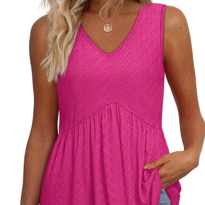 🍃Women’s Casual V-Neck Floral Ruffles Sleeveless Top