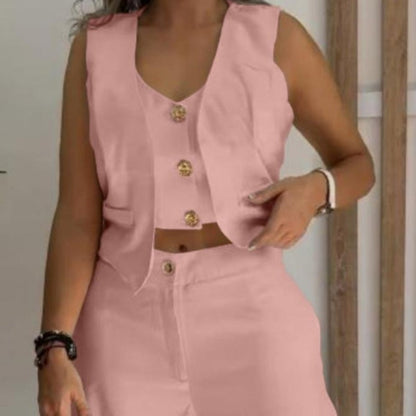 🌿Women's Trendy Sleeveless Top & Wide-Leg Pants Two-Piece Set✨