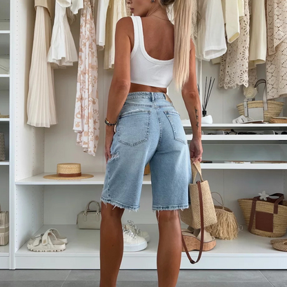 👖Retro Destroyed Denim Midi Pants