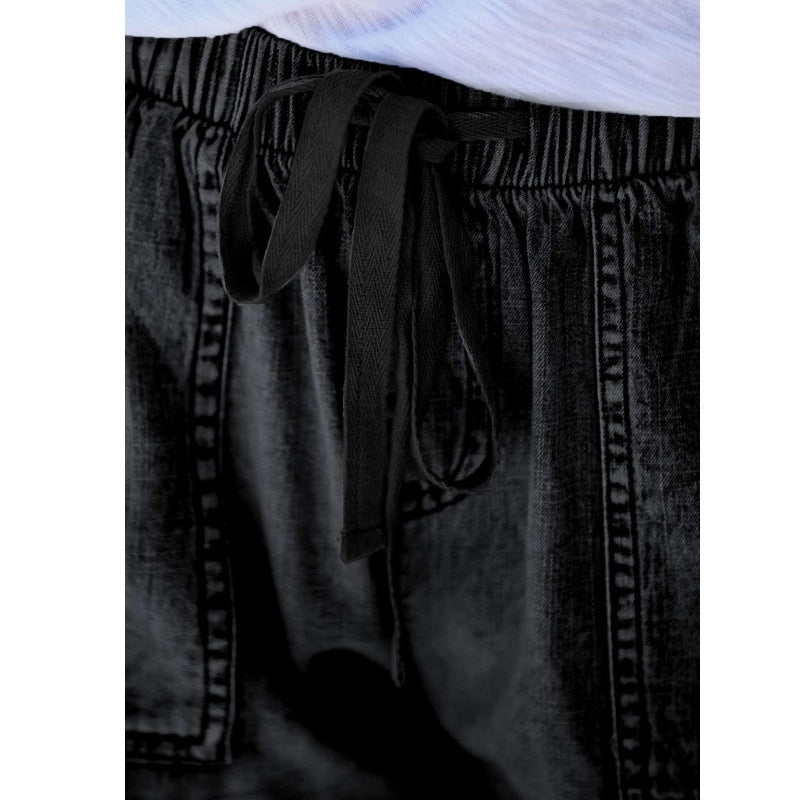 🍃High Waist Drawstring Distressed Denim Shorts