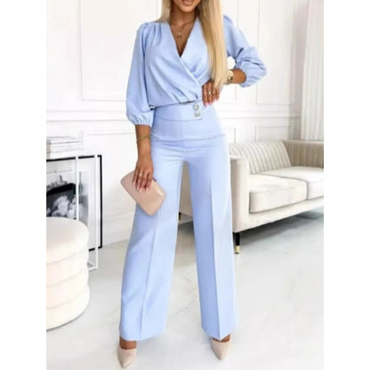 💕Women's Fashion V-Neck Top and Pants Set