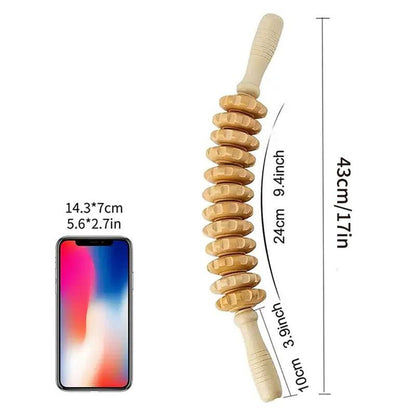 💥12 Rollers Curved Wooden Massage Stick
